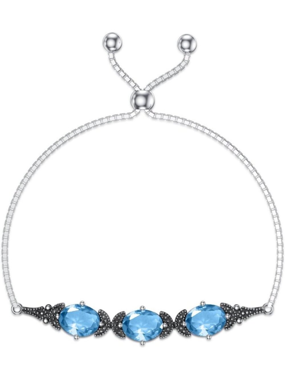 Vintage 925 Sterling Silver Birthstone Bracelet with Austrian Crystal - Women's